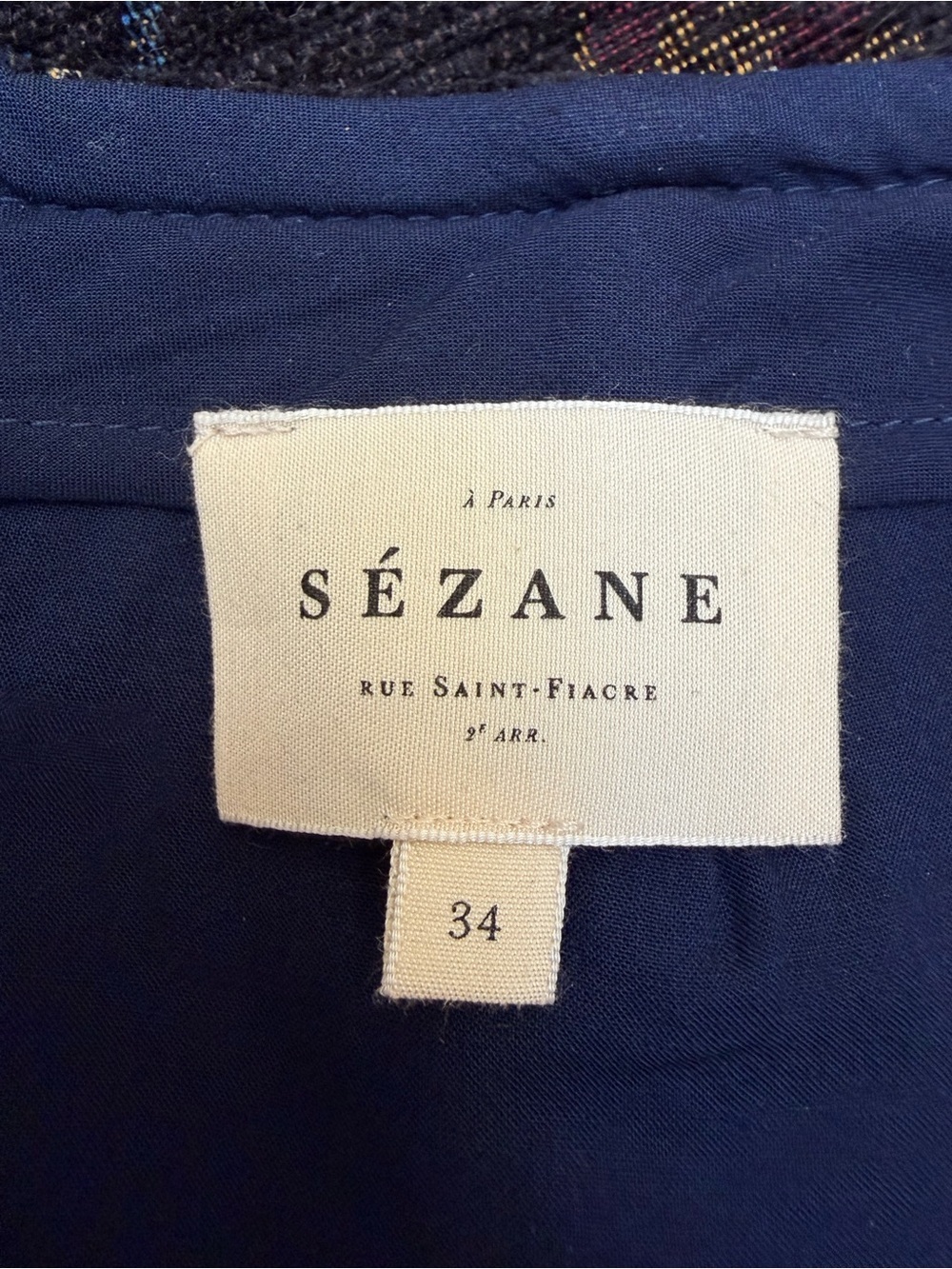 Sezane Tanina Mini Skirt Textured Fall Floral Jacquard Tapestry Navy Size 34 - Picture 3 of 11